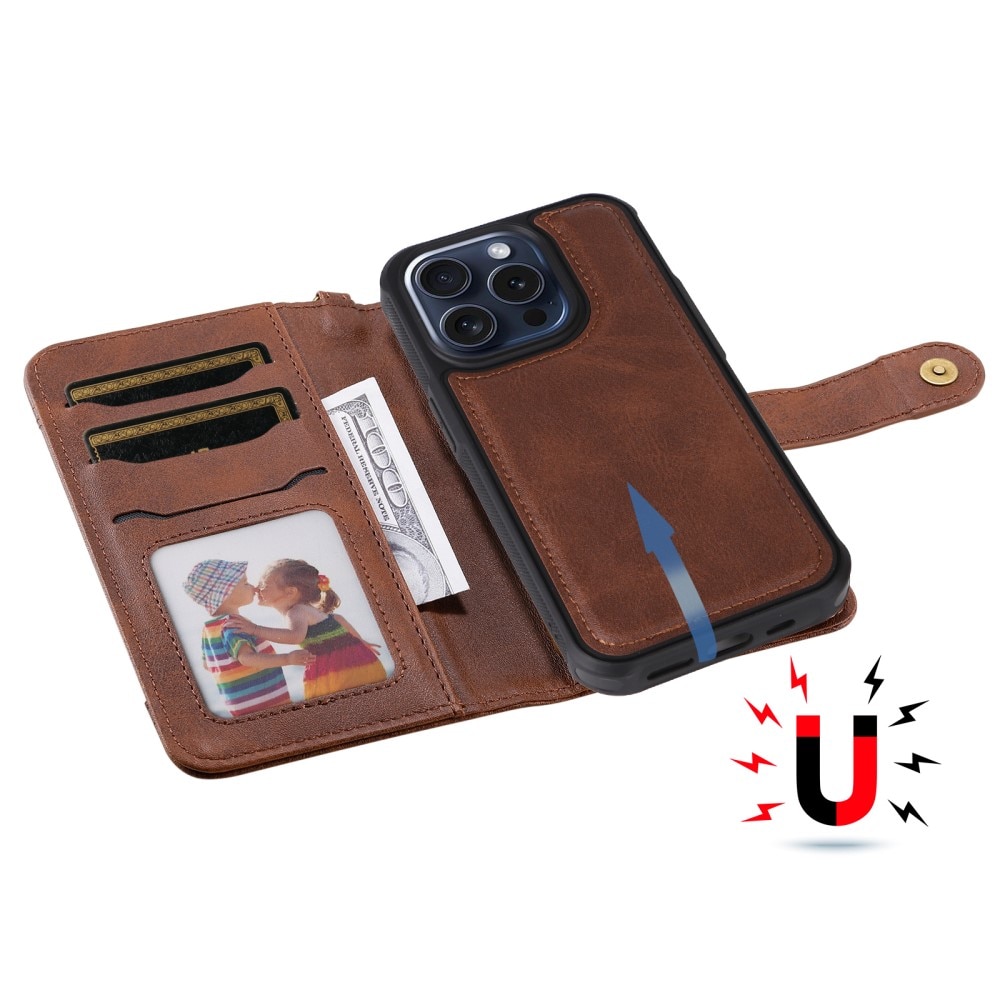 iPhone 15 Pro Magnet Leather Wallet bruin