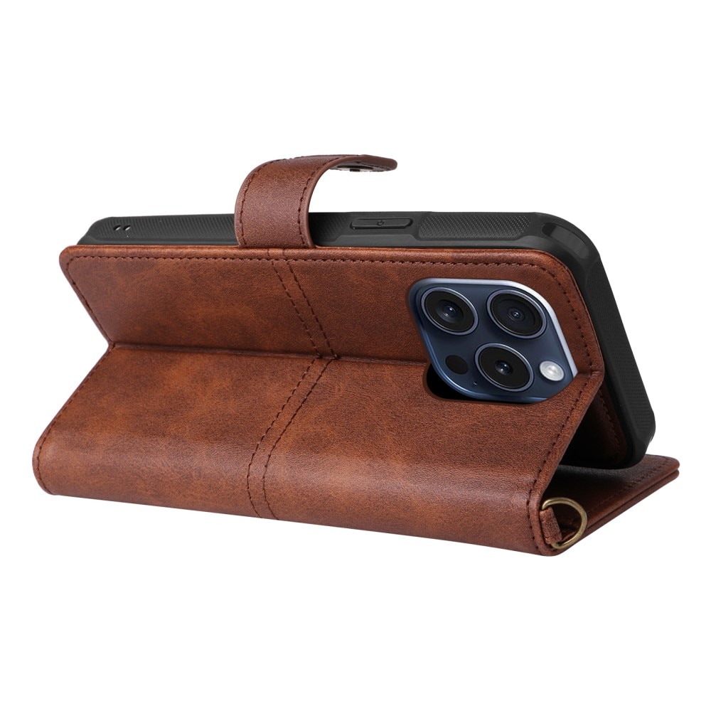 iPhone 15 Pro Magnet Leather Wallet bruin