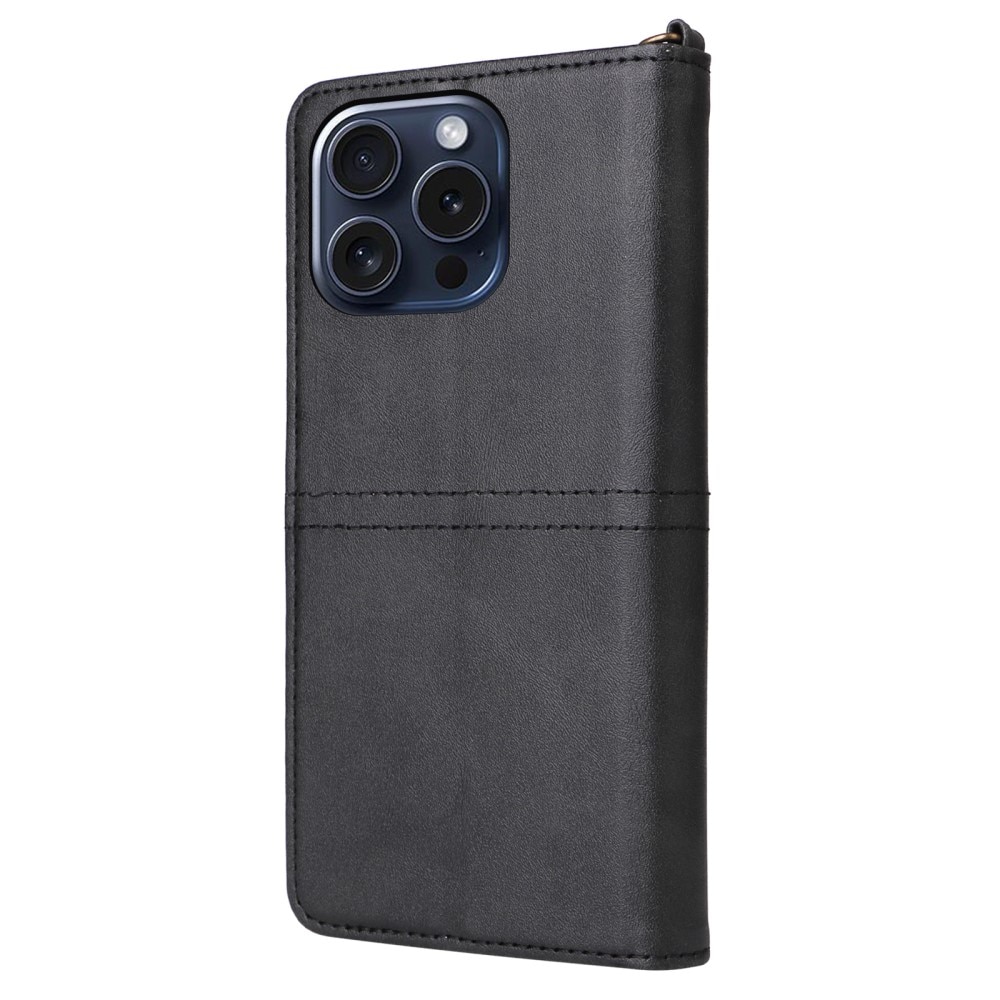 iPhone 15 Pro Magnet Leather Wallet zwart