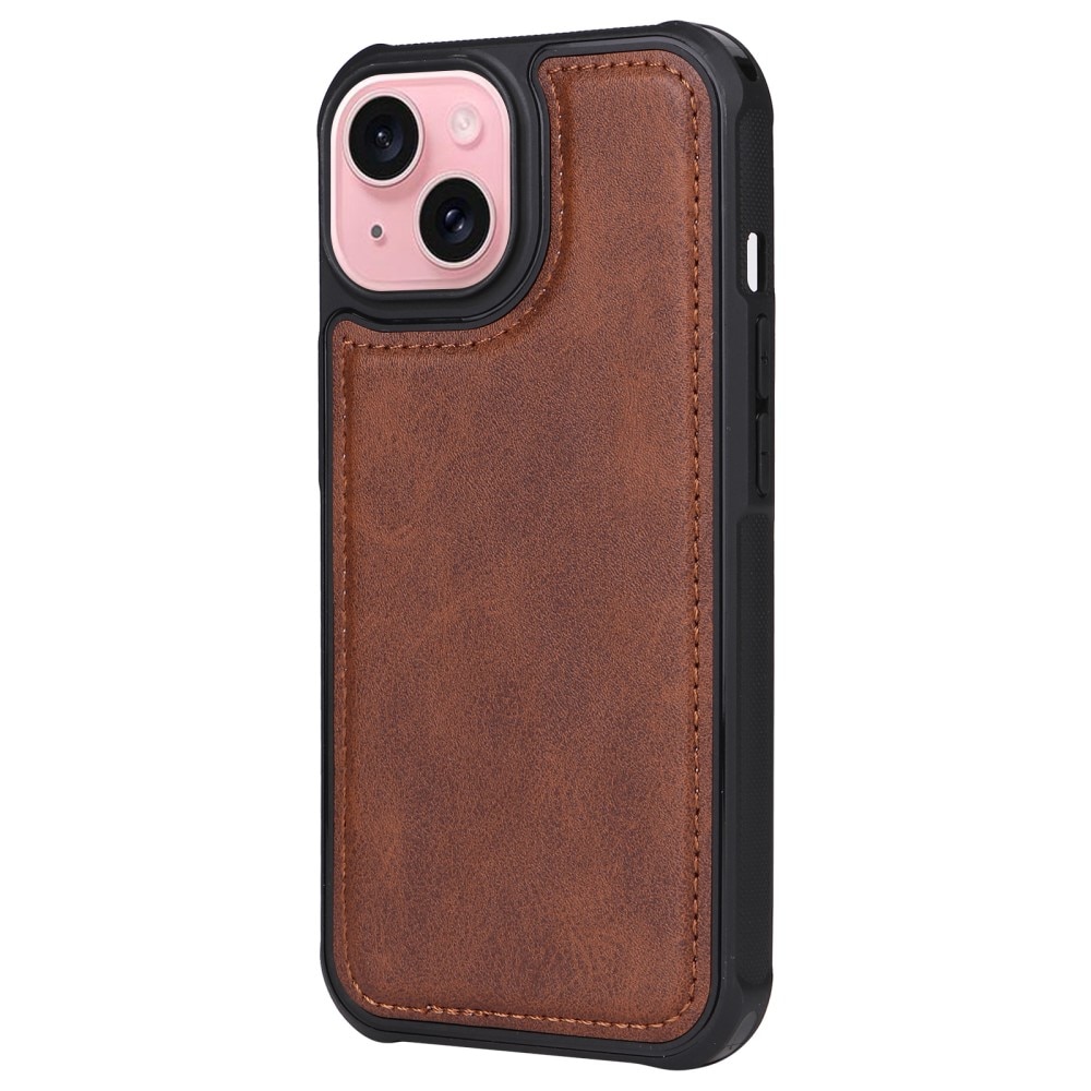 iPhone 15 Magnet Leather Wallet bruin