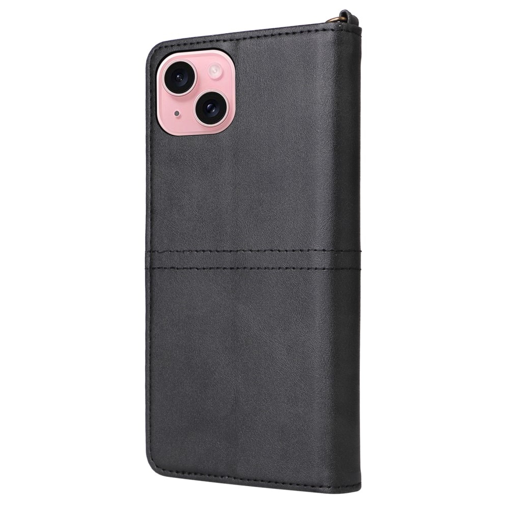 iPhone 15 Magnet Leather Wallet zwart