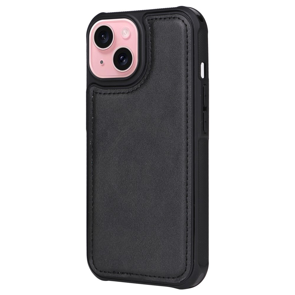 iPhone 15 Magnet Leather Wallet zwart