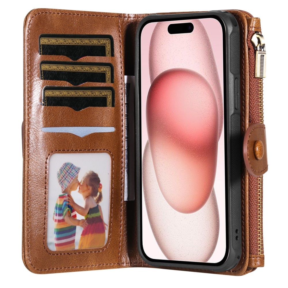 iPhone 15 Magnet Leather Multi-Wallet bruin