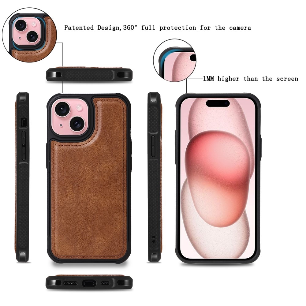 iPhone 15 Magnet Leather Multi-Wallet bruin