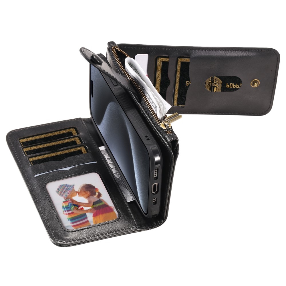 iPhone 15 Pro Magnet Leather Multi-Wallet zwart