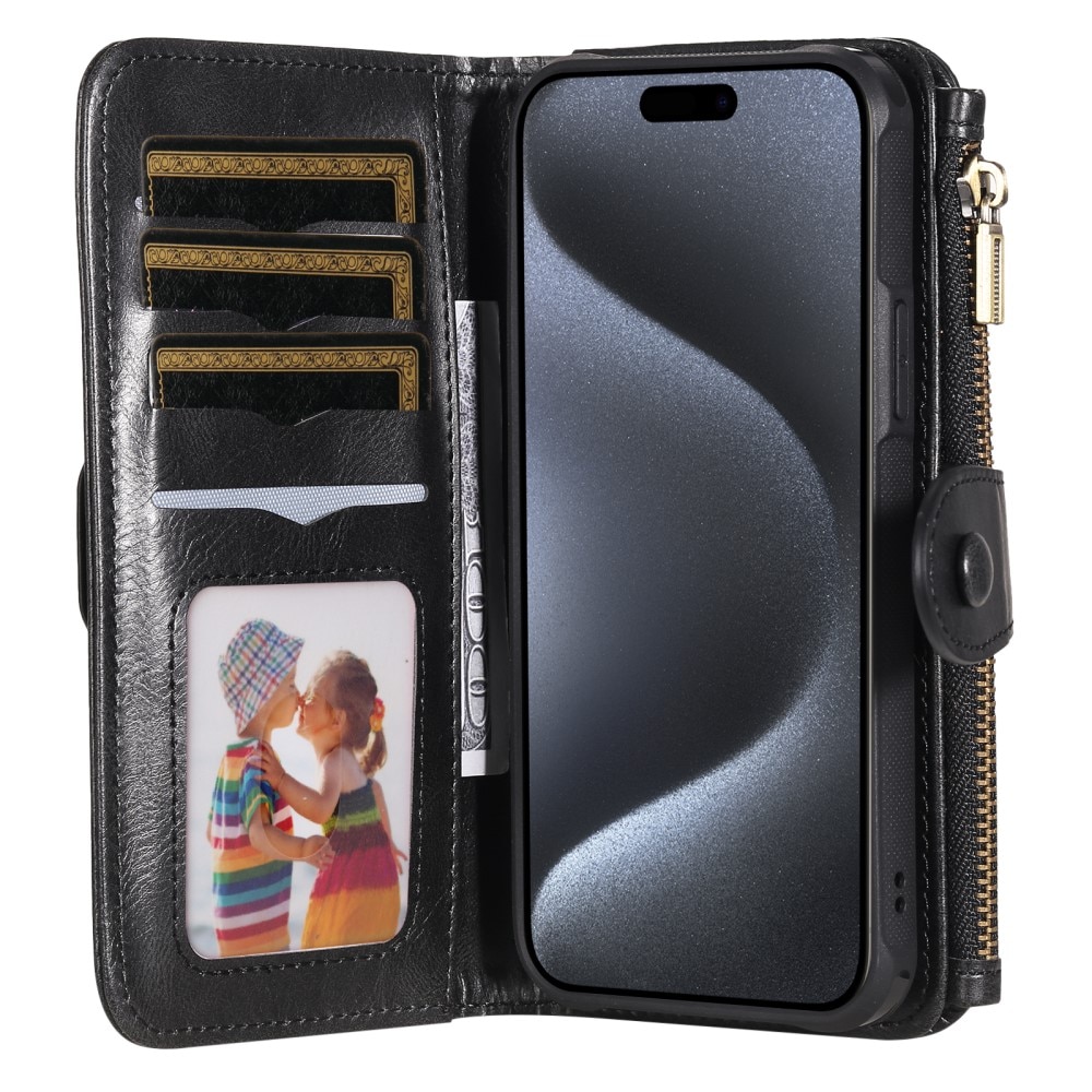 iPhone 15 Pro Magnet Leather Multi-Wallet zwart