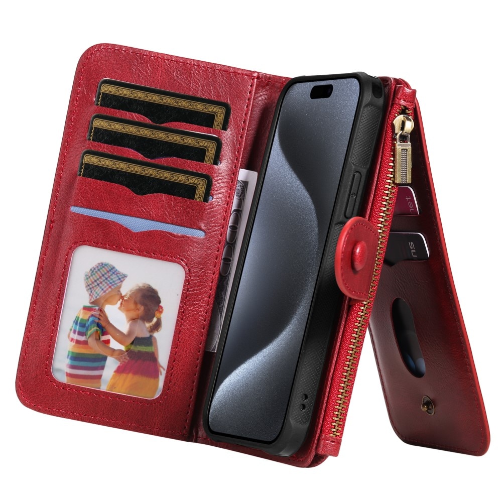 iPhone 15 Pro Magnet Leather Multi-Wallet rood