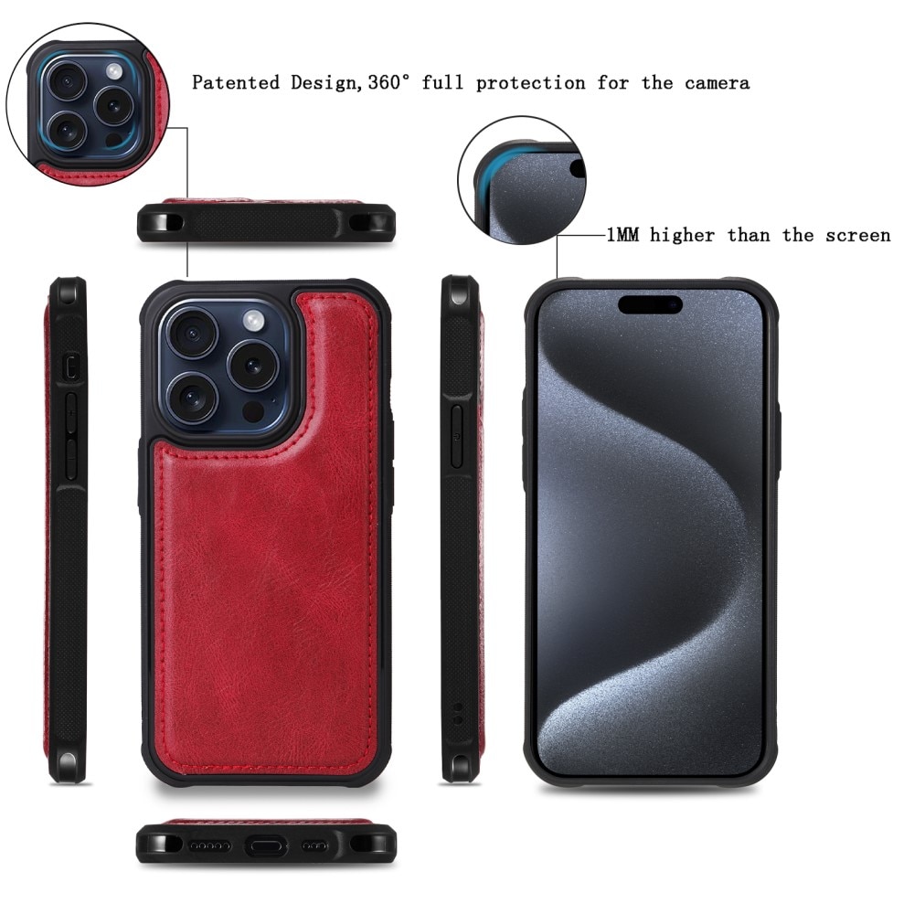 iPhone 15 Pro Magnet Leather Multi-Wallet rood