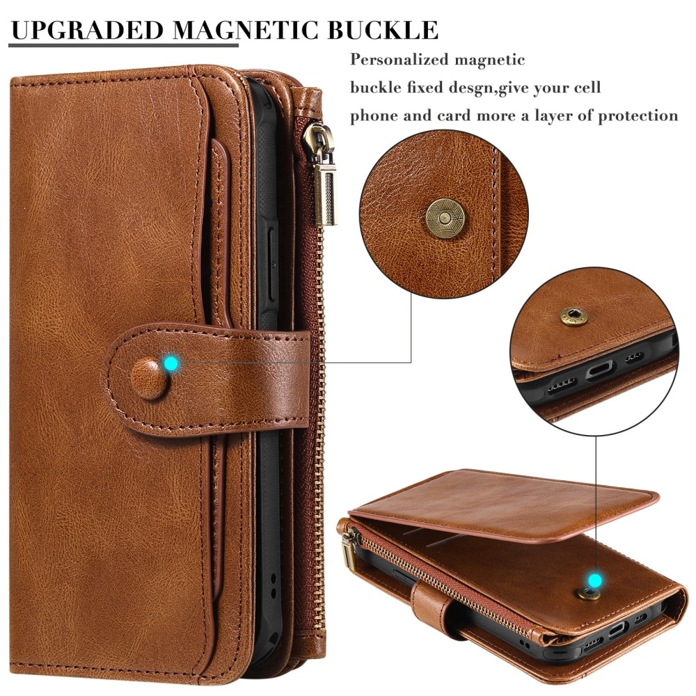 iPhone 15 Pro Magnet Leather Multi-Wallet bruin