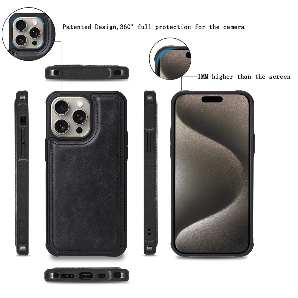 iPhone 15 Pro Max Magnet Leather Multi-Wallet zwart