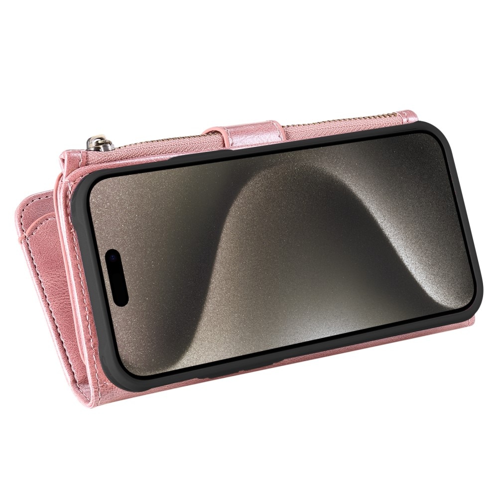 iPhone 15 Pro Max Magnet Leather Multi-Wallet roze