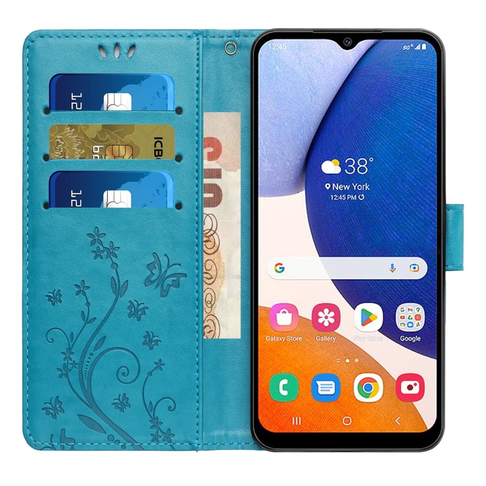 Samsung Galaxy A15 Leren vlinderhoesje Blauw