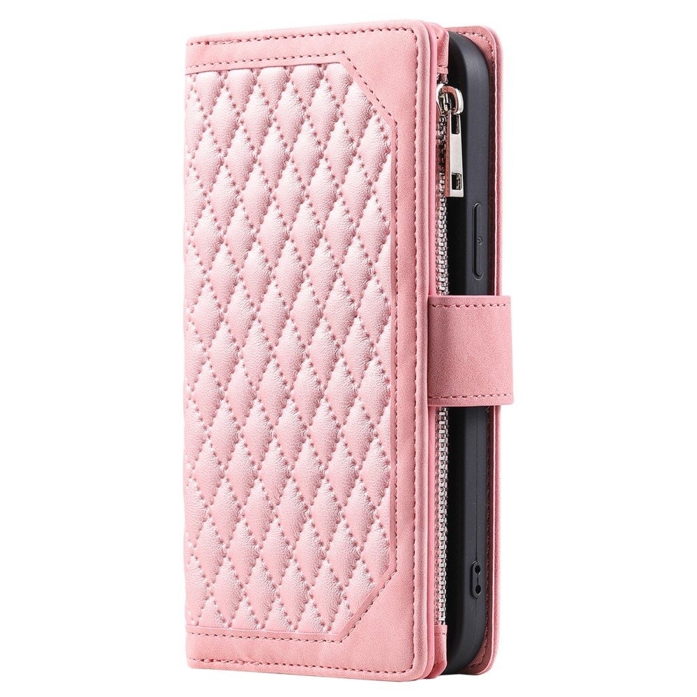 Samsung Galaxy S24 Portemonnee tas Quilted Roze