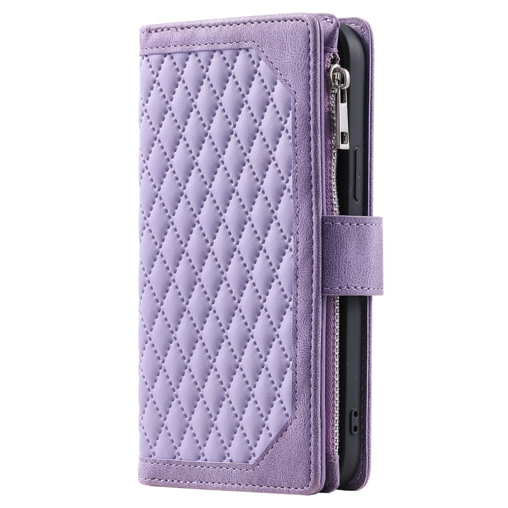 Samsung Galaxy S24 Plus Portemonnee tas Quilted Paars