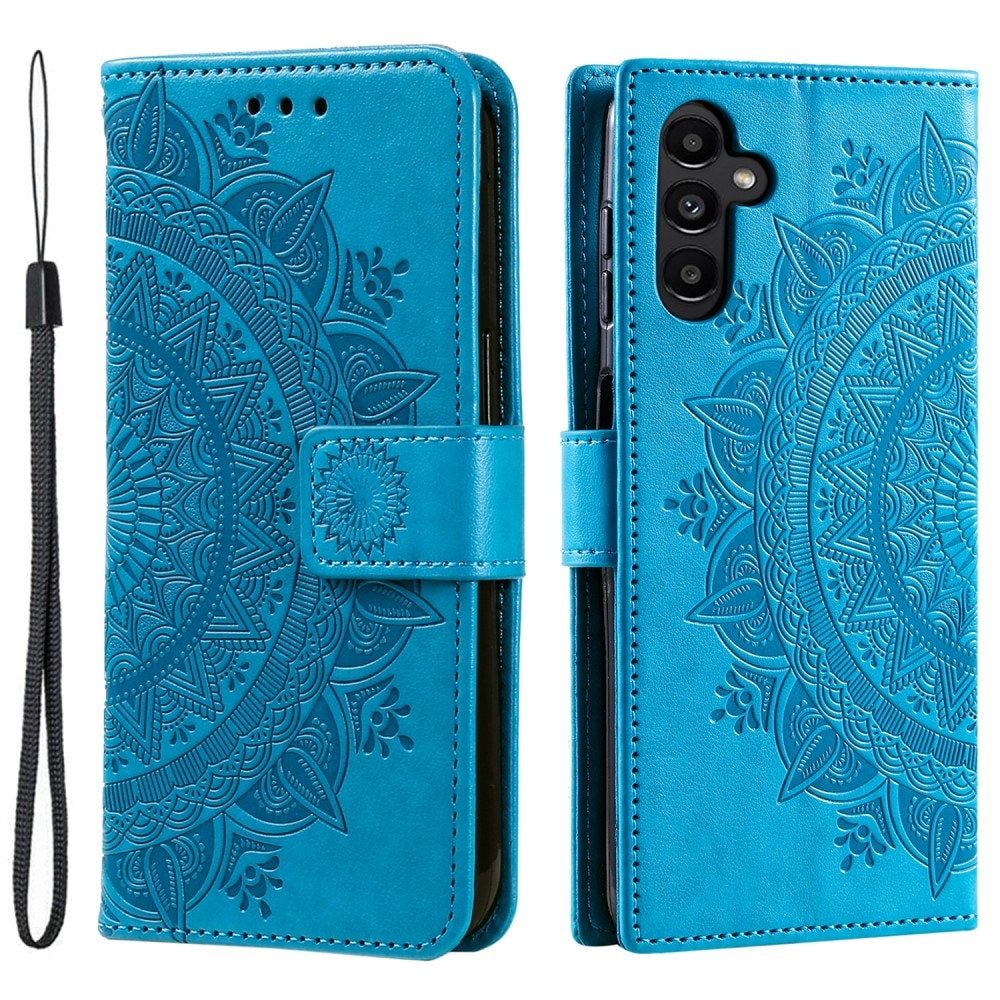 Samsung Galaxy S24 Leren Mandalahoesje blauw