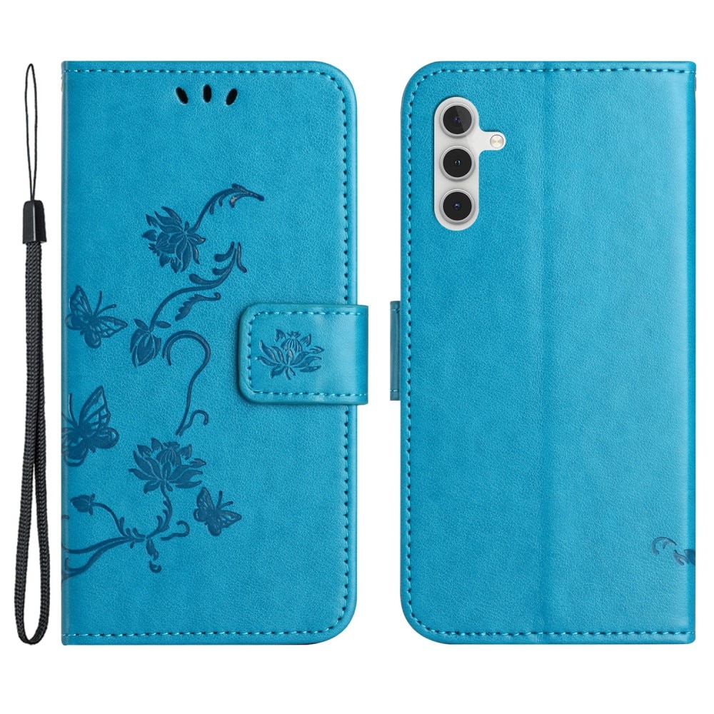 Samsung Galaxy S24 Leren vlinderhoesje blauw