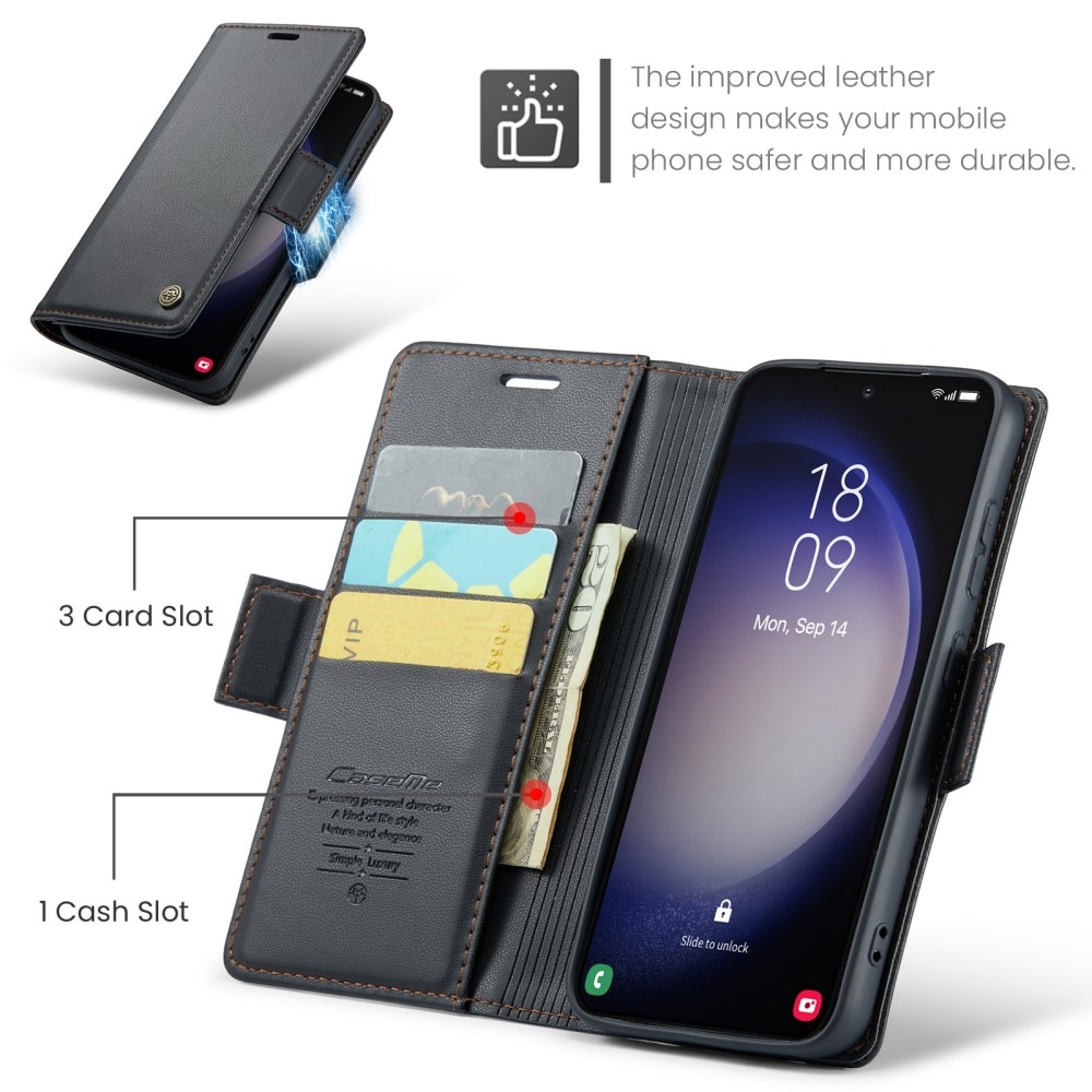 RFID blocking Slim Bookcover Hoesje Samsung Galaxy S24 Zwart