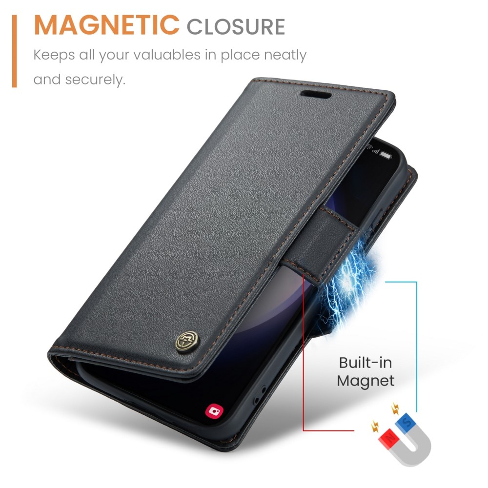 RFID blocking Slim Bookcover Hoesje Samsung Galaxy S24 Zwart