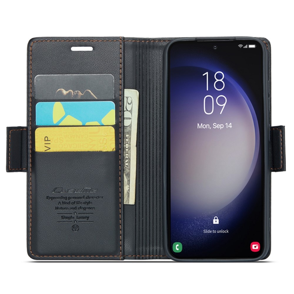 RFID blocking Slim Bookcover Hoesje Samsung Galaxy S24 Plus Zwart