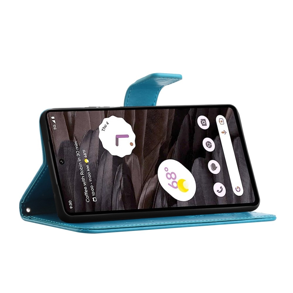 Google Pixel 8a Leren vlinderhoesje Blauw