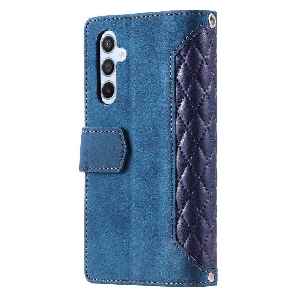 Samsung Galaxy A55 Portemonnee tas Quilted Blauw