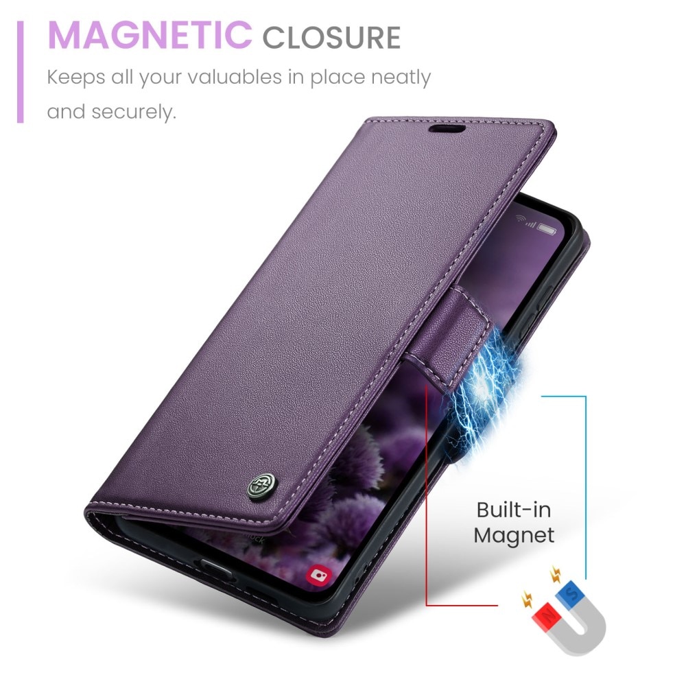 RFID blocking Slim Bookcover Hoesje Samsung Galaxy A55 Paars