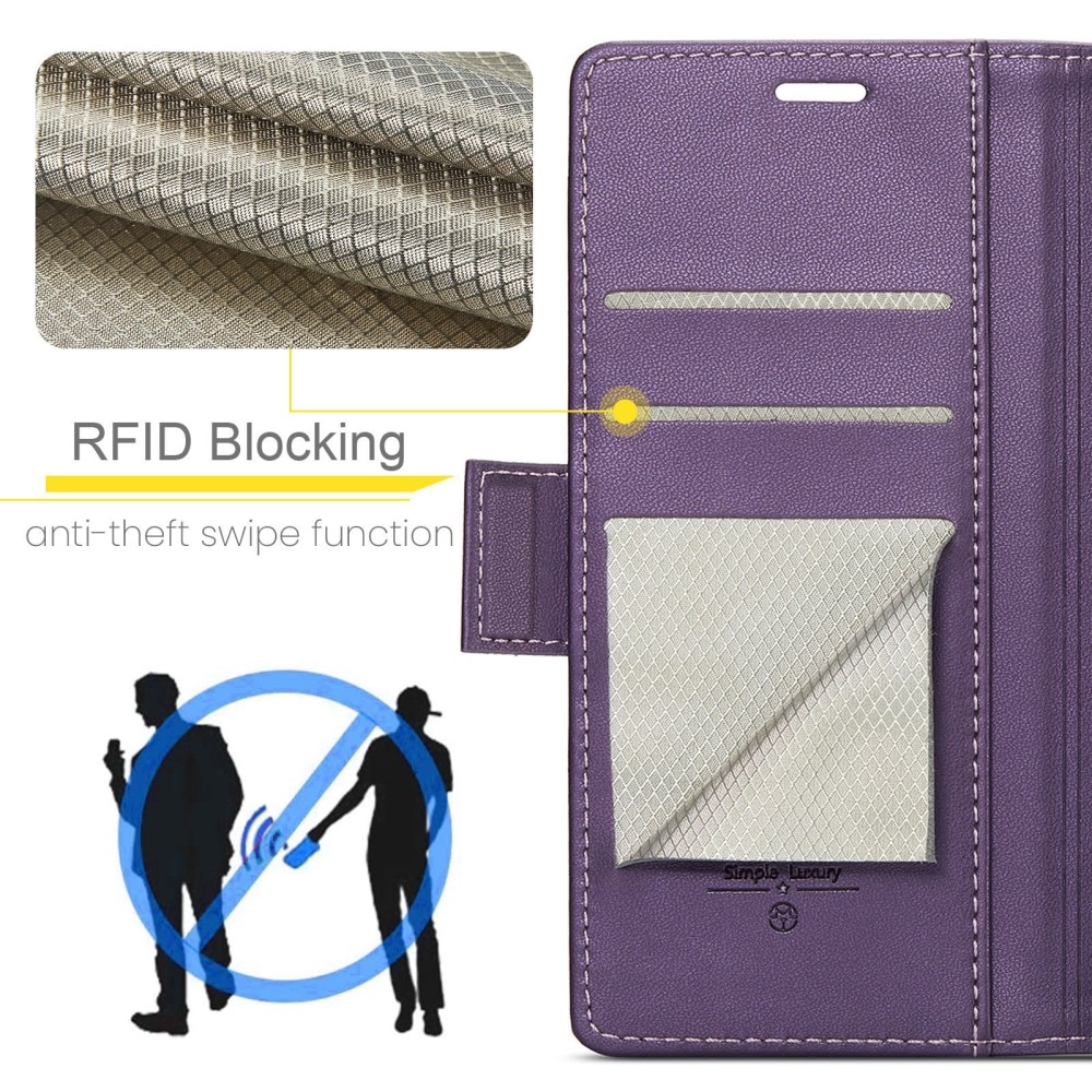 RFID blocking Slim Bookcover Hoesje Samsung Galaxy A55 Paars