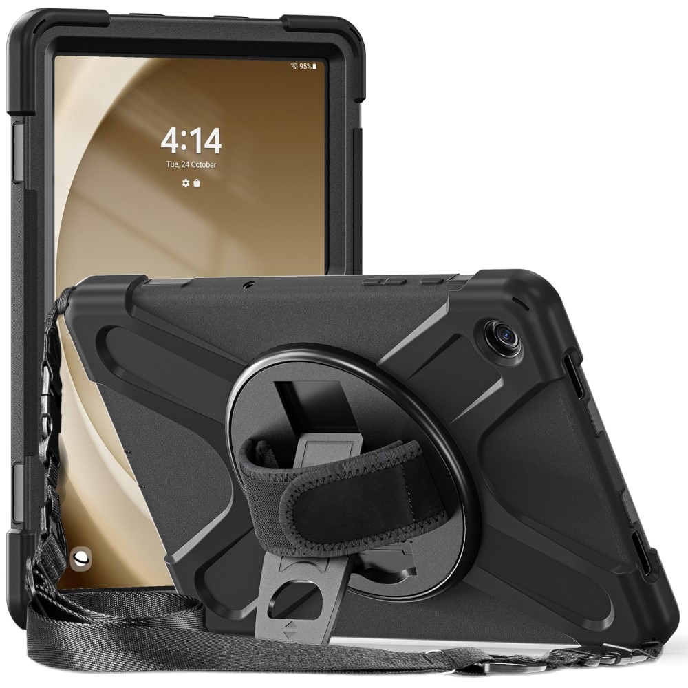 Samsung Galaxy Tab A9 Plus Schokbestendige Hybridcase met schouderriem zwart