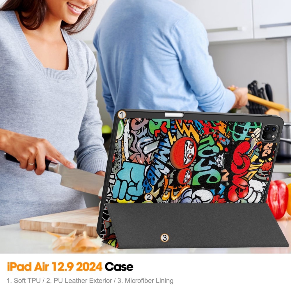 Apple iPad Air 13 (2024) Tri-fold Hoesje Graffiti