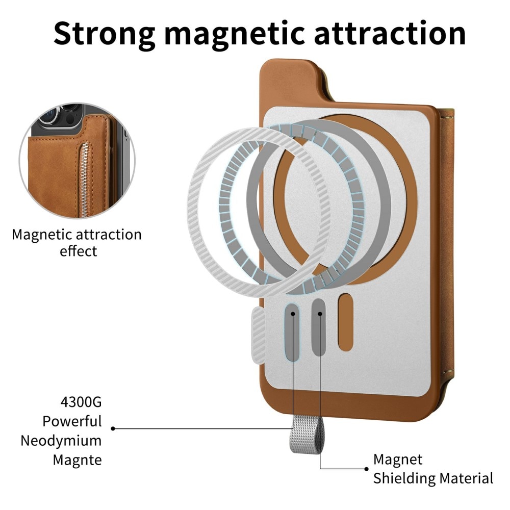 MagSafe RFID-kaarthouder met standaard cognac