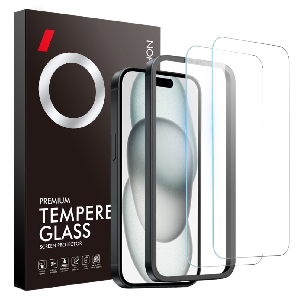 iPhone 15 Screenprotector Gehard Glas met Installatieframe (2-pack)