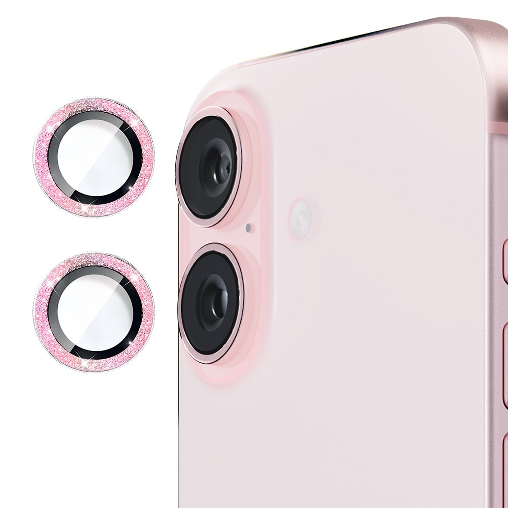 Gehard Glas Camera Protector Aluminium Schitteren iPhone 16 Plus roze