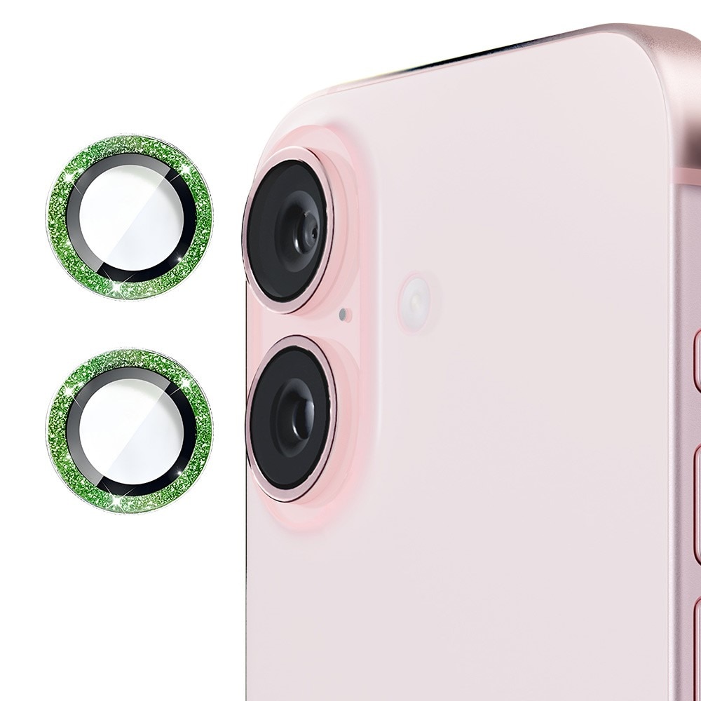 Gehard Glas Camera Protector Aluminium Schitteren iPhone 16 Plus groen