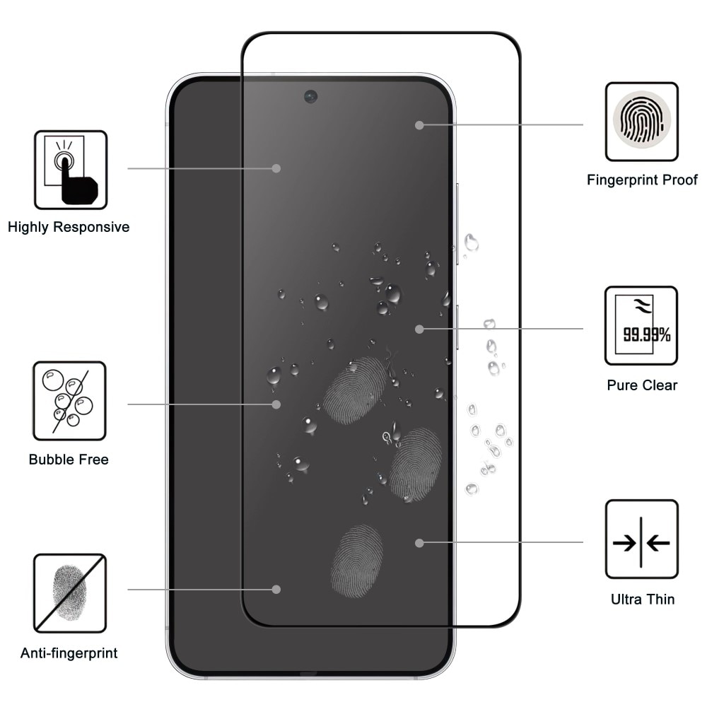 Samsung Galaxy S25 Edge Full-cover Gehard Glas Screenprotector zwart