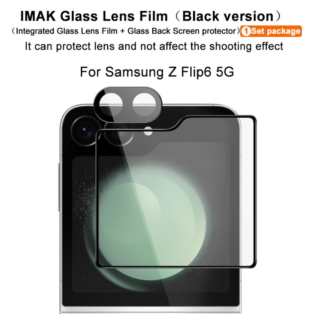 Gehard Glas Camera Protector + Screenprotector Voorkant Samsung Galaxy Z Flip 6 zwart