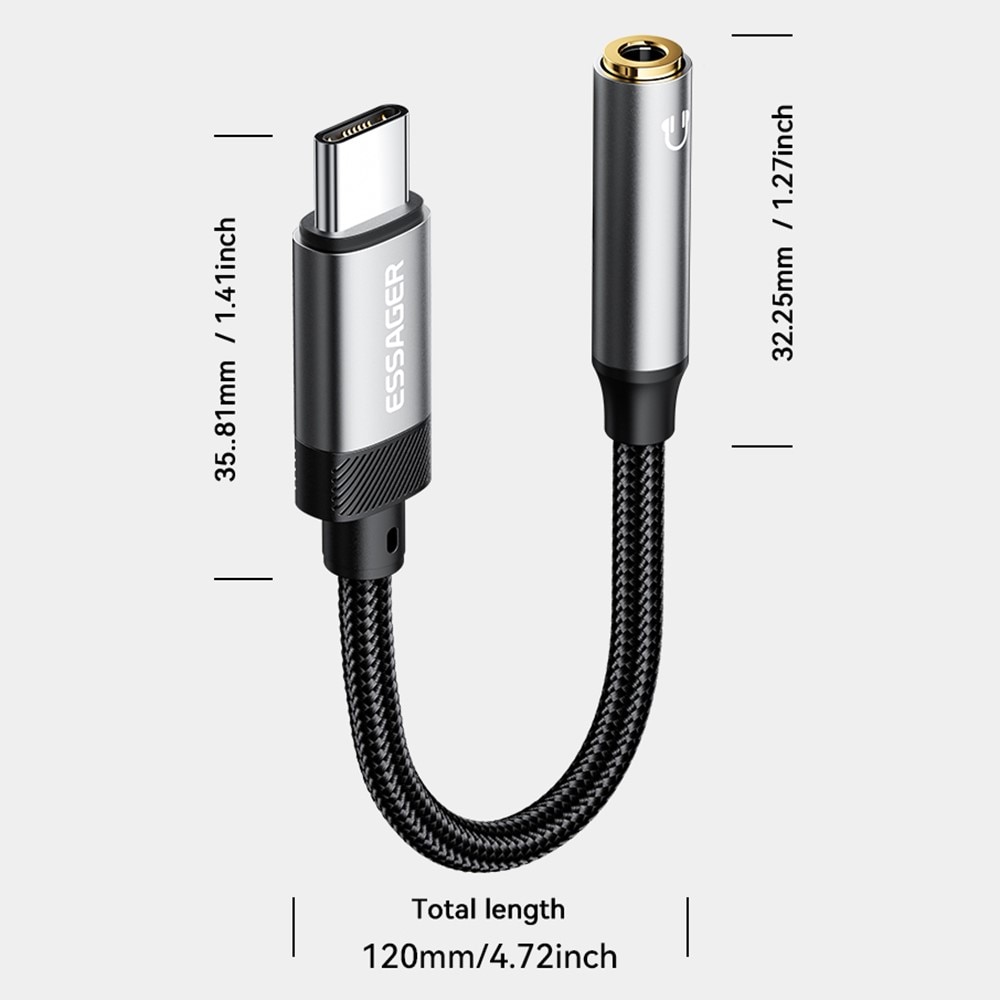 Koptelefoonadapter USB-C naar 3,5mm DAC zwart