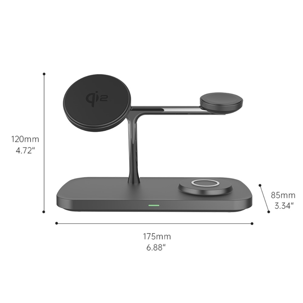 Samsung Galaxy S25 3-in-1 Qi2 Magnetische Draadloos Oplaadstation zwart