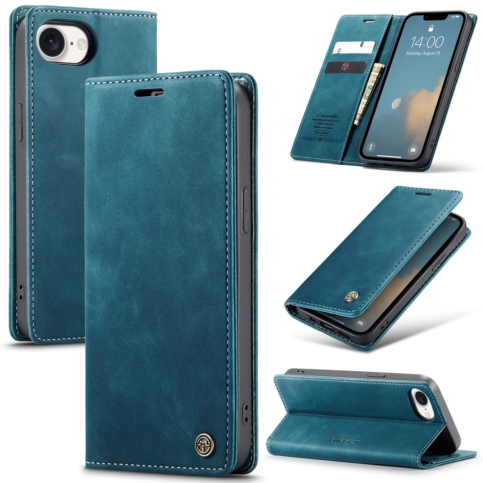 Slim Bookcover Hoesje iPhone 16e Blauw