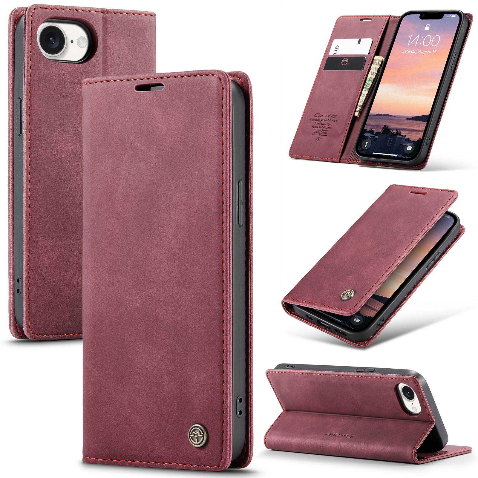 Slim Bookcover Hoesje iPhone 16e Rood