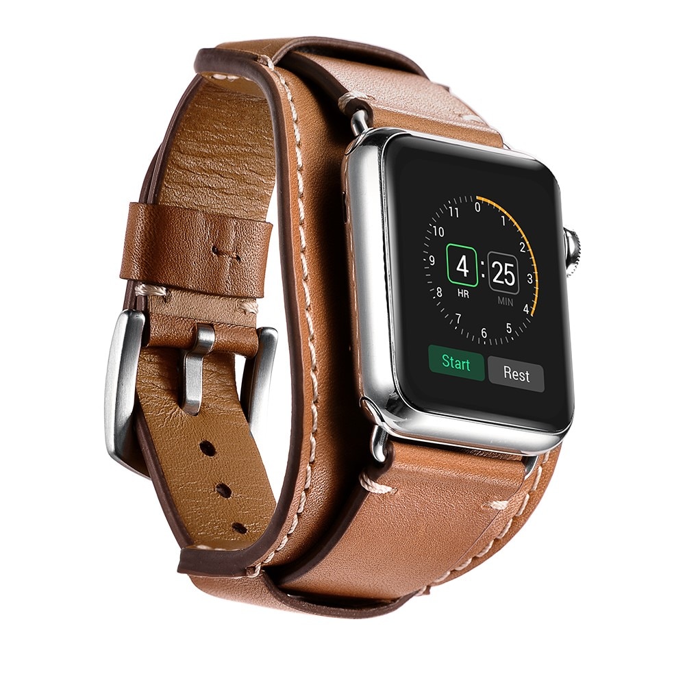 Apple Watch Ultra 49mm Breed Leren bandje bruin
