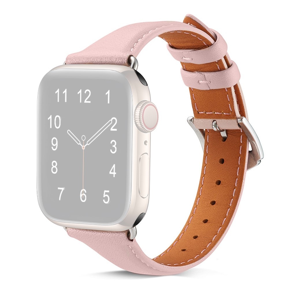 Apple Watch 41mm Series 9 Slim Leren bandje roze