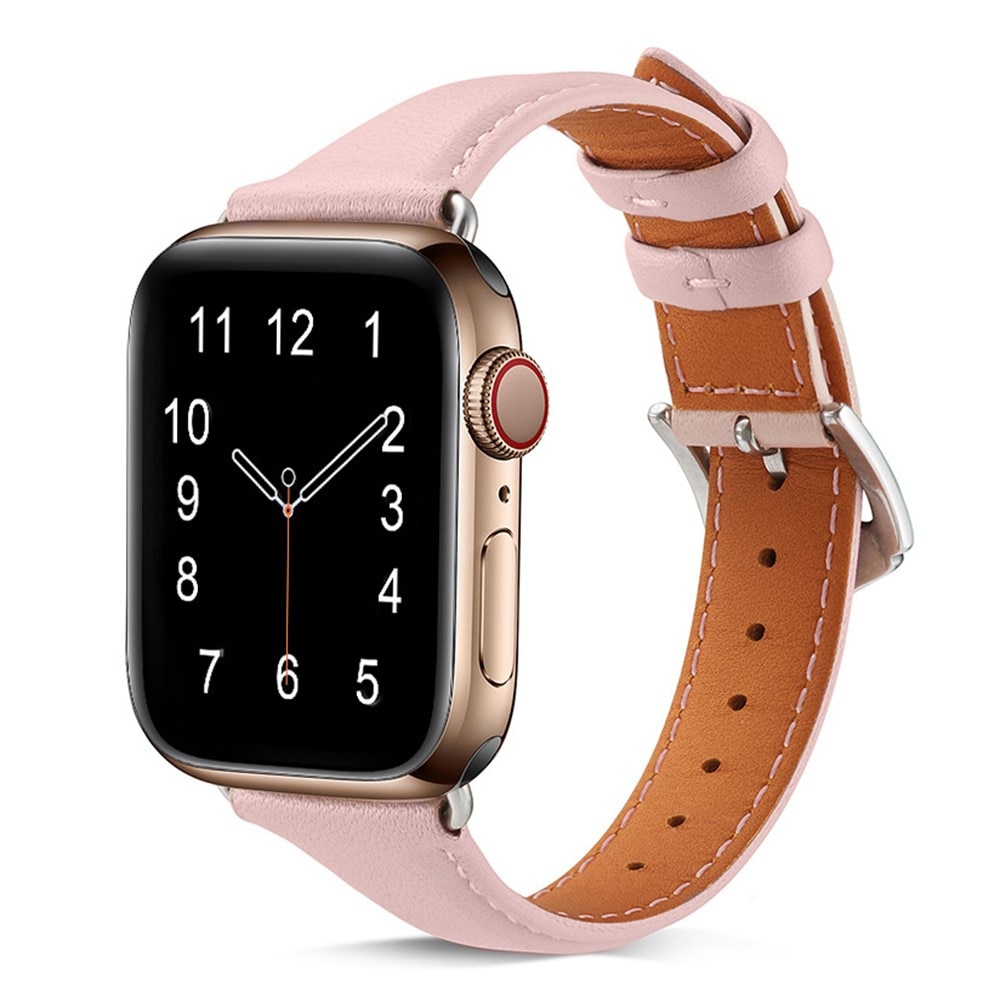 Apple Watch 41mm Series 9 Slim Leren bandje roze