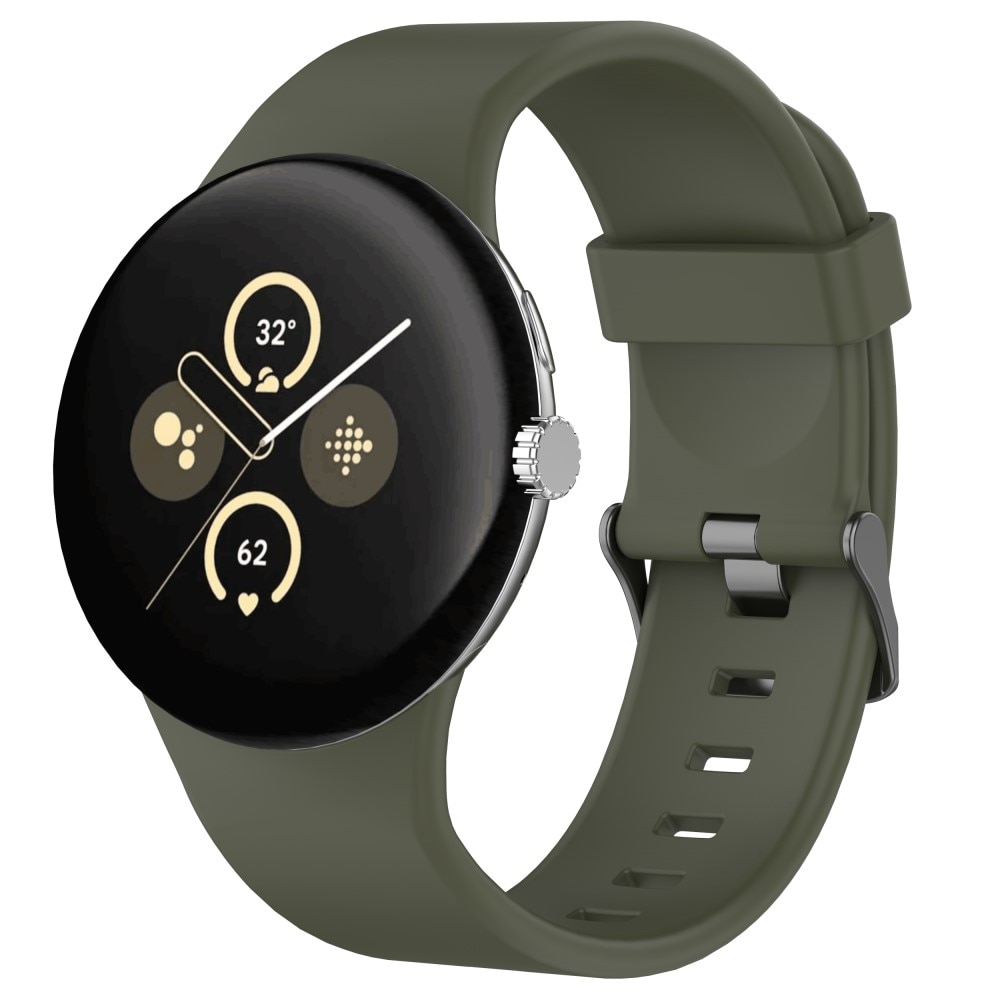 Google Pixel Watch 3 XL 45mm Siliconen bandje donkergroen