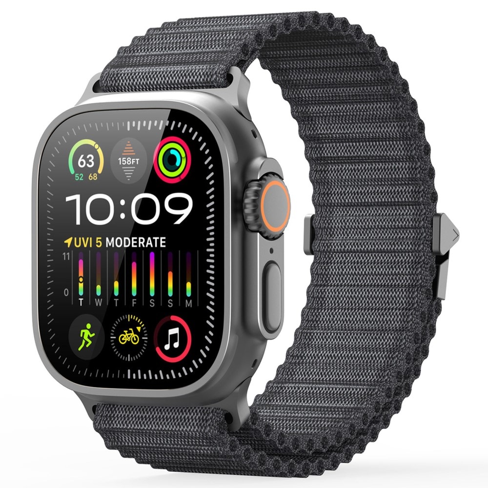 Apple Watch Series 4-6 44mm Active Nylon bandje grijs