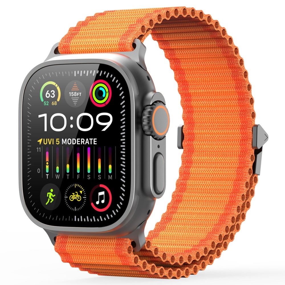 Apple Watch Series 4-6 44mm Active Nylon bandje oranje