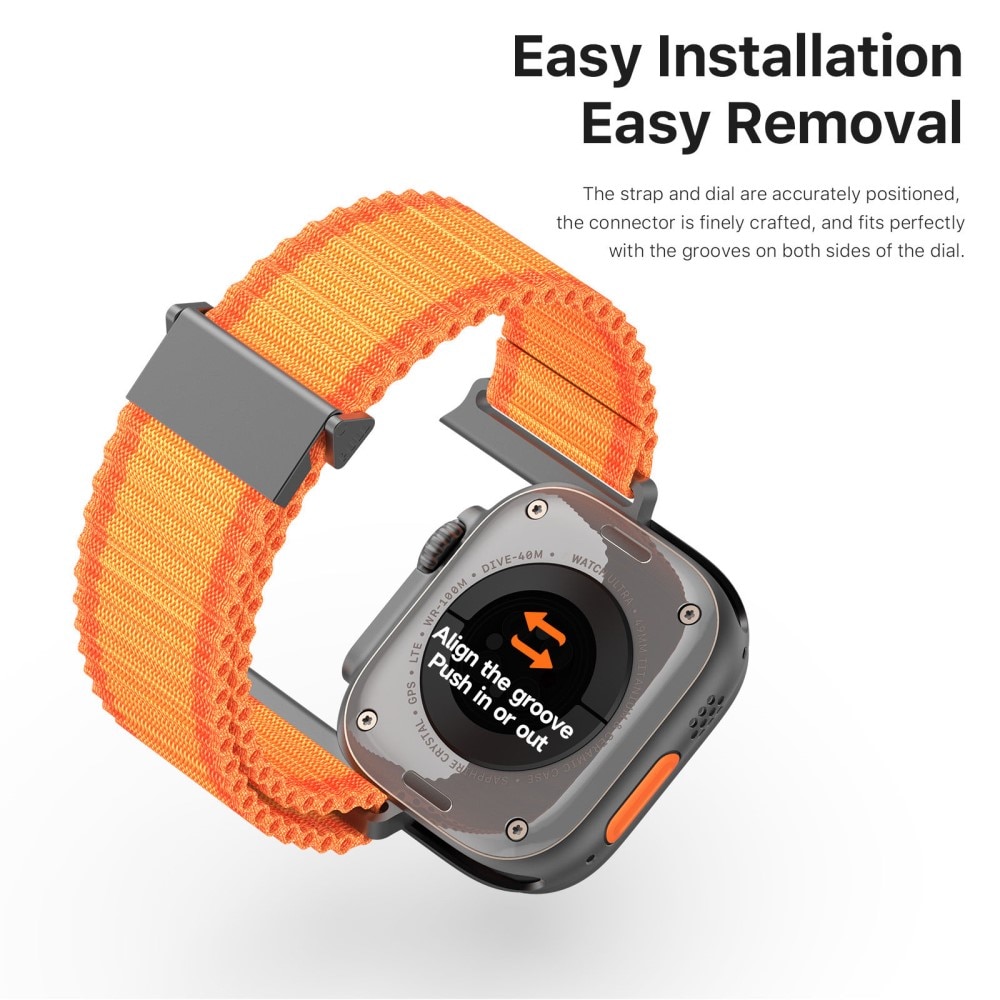 Apple Watch Series 8 45mm Active Nylon bandje oranje