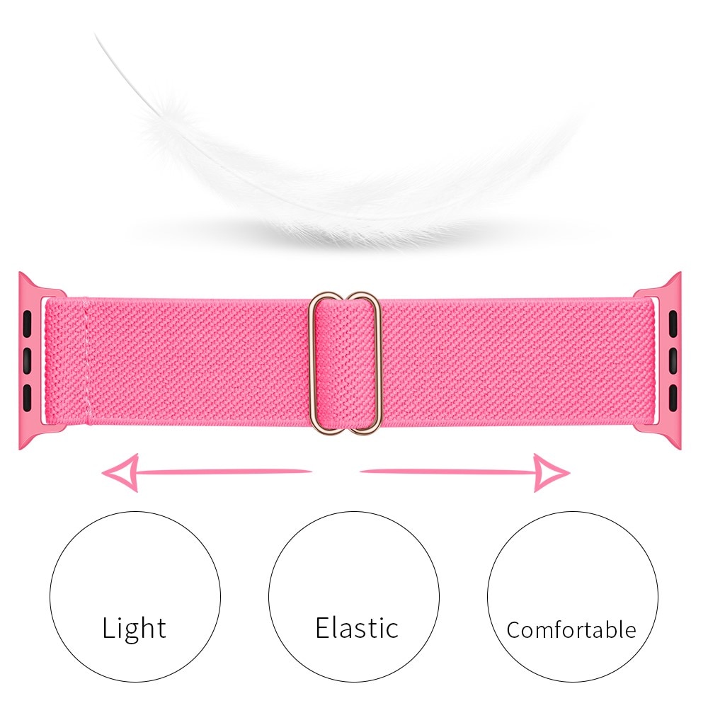 Apple Watch 45mm Series 8 Elastisch Nylon bandje fuchsia