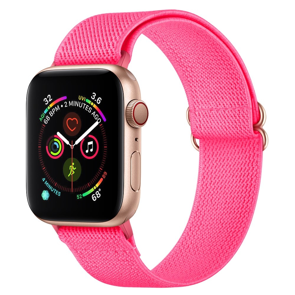 Apple Watch 45mm Series 8 Elastisch Nylon bandje fuchsia