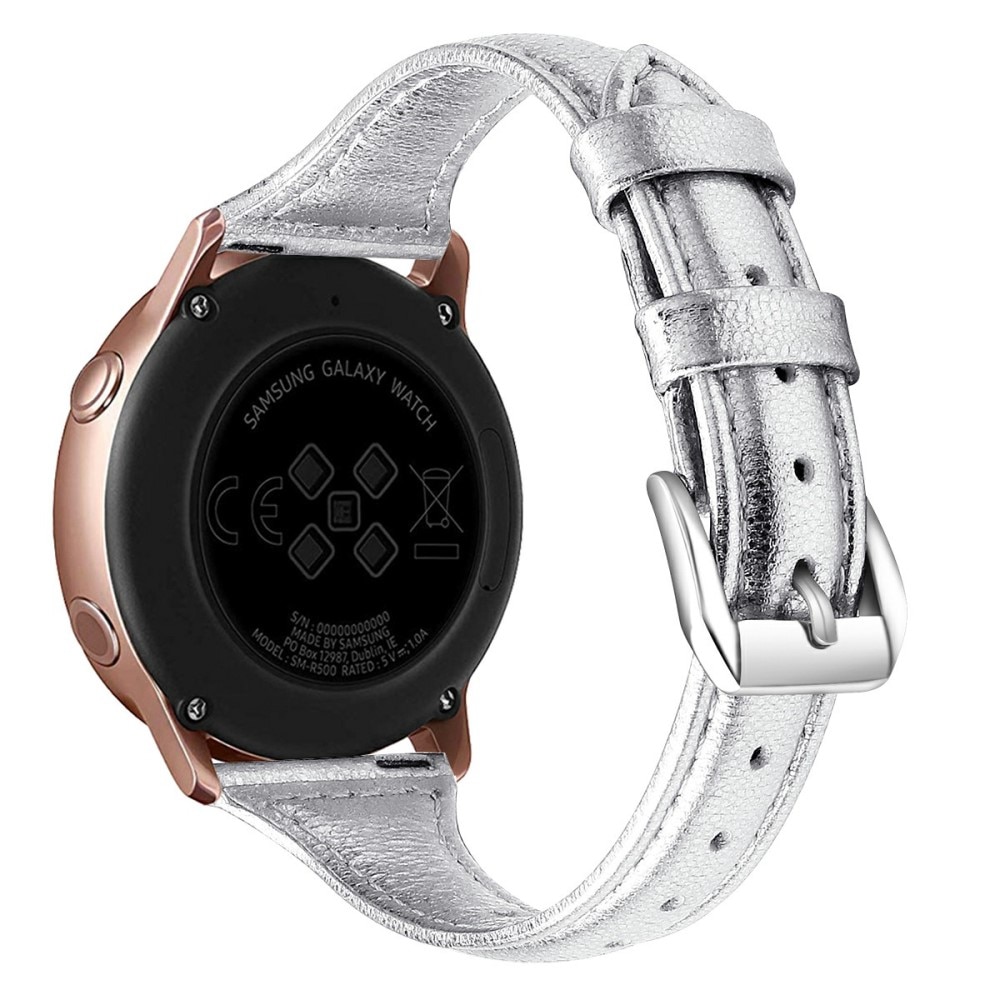 Samsung Galaxy Watch FE Slim Leren bandje zilver