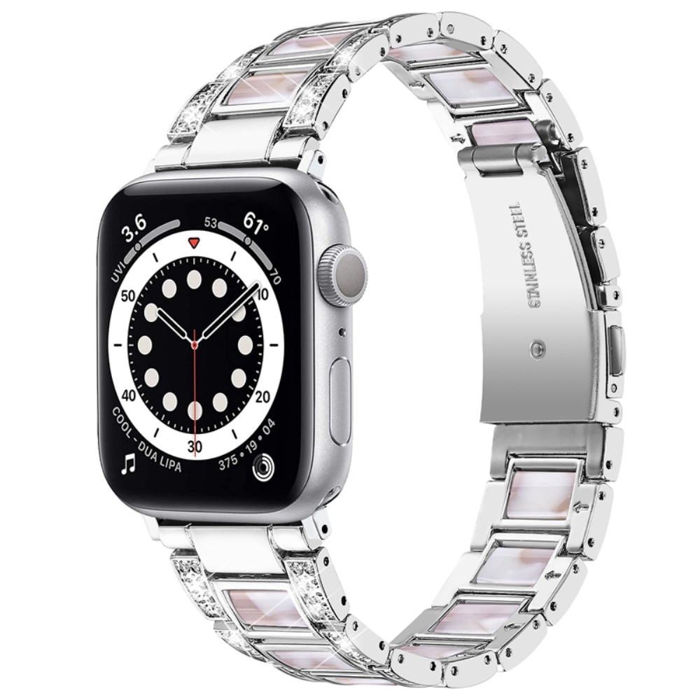 Apple Watch 45mm Series 7 Diamond Bracelet Silver Pearl